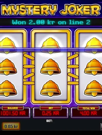 Mystery Joker Hrací automat Mystery Joker, zlaté zvonky na válcích, výhra